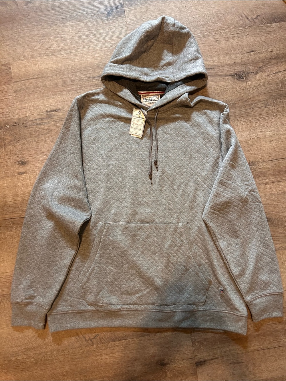 Flag & Anthem Men's Quilted Pullover Hoodie Gray Heather XL Kangaroo